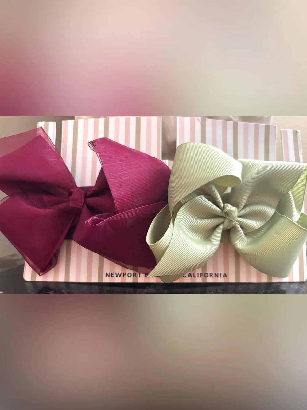Hair accessories bundle  Double Large Grosgrain Hair Bows in Berry and Sage